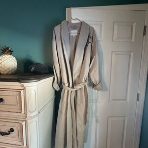 Women's Beige Waffle Knit Robe